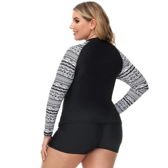 Hanna Nikole Two Piece Rash Guard Long Sleeve Shorts Swim Set - Size 22W *NWOT* - Picture 5 of 10